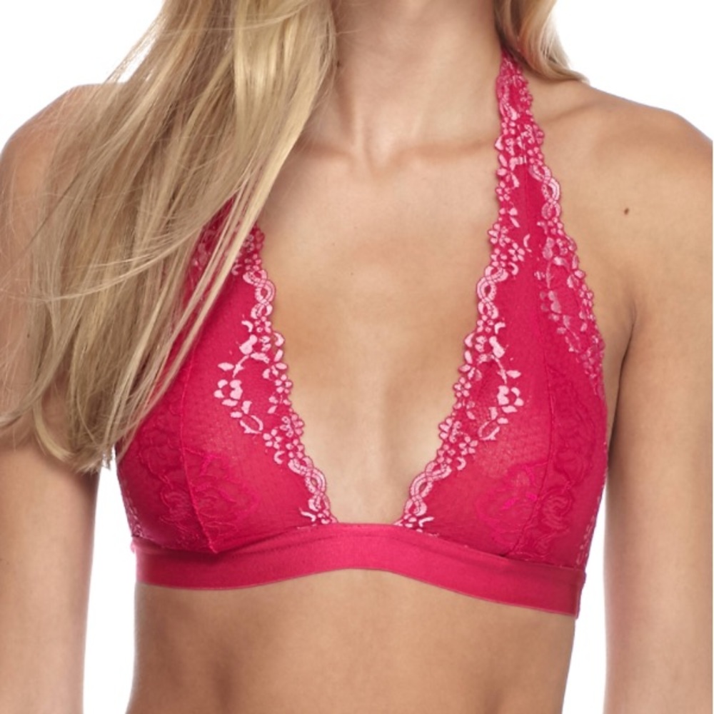 Free People Elle Halter Bra in Double Pink
